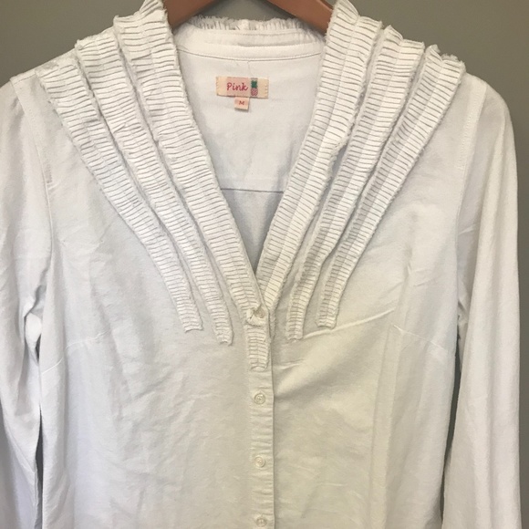 White ruffle button down - Picture 3 of 6
